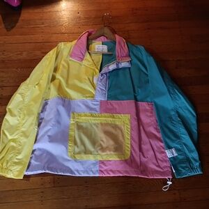 Colorblock Windbreaker Jacket - Pastel Yellow, Pink, Green, Lavender